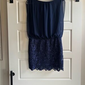 Chic Navy Lace Mini Dress
